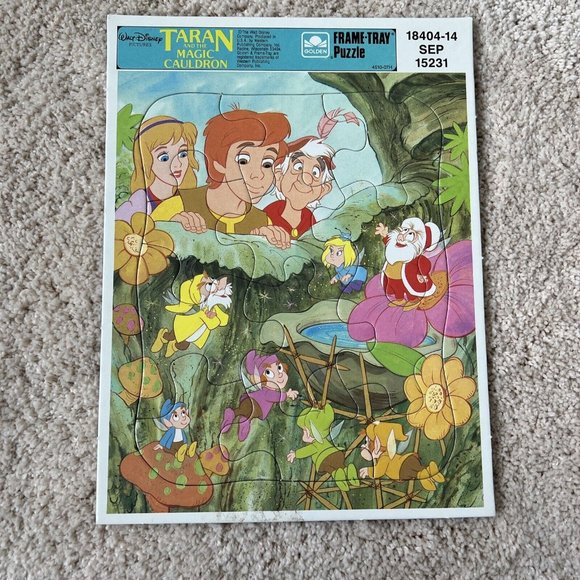 Taran And The Magic Cauldron Disney Golden Frame Tray Kids Puzzle Vintage NOS - Picture 1 of 12